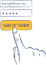 Sign up Senior finger pointing